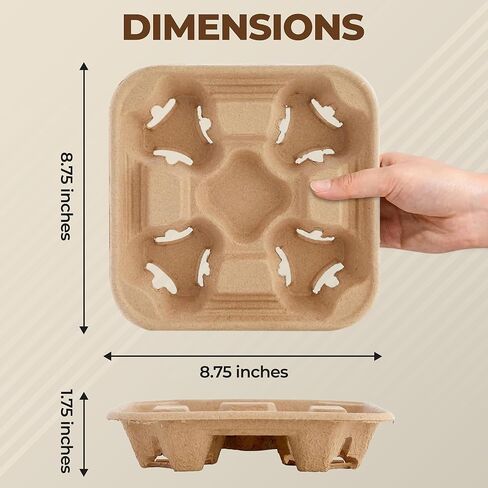 4 حاملات أكواب للمشروبات 8-32 أونصة | صينية حاملة للمشروبات مكونة من 25 كوبًا لتوصيل المشروبات الساخنة والباردة - للذهاب إلى لوازم المطاعم المصنوعة من ألياف اللب القابلة للتحلل والتي تستخدم لمرة واحدة، والمقاهي، ووجبات أوبر in Kuwait