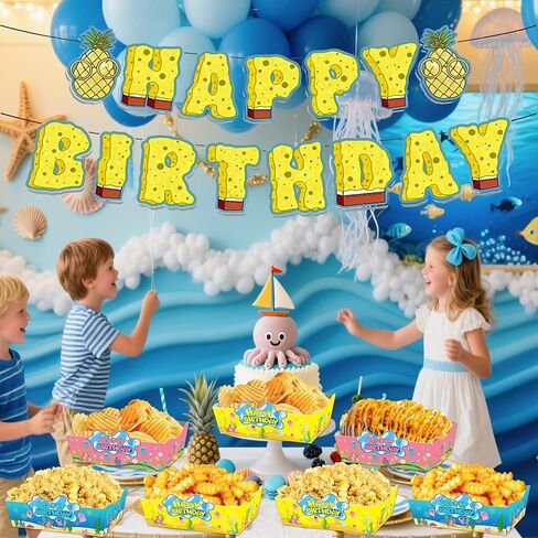 24 Pcs Cartoon Sponge Party Supplies Sponge Themed Paper Food Trays Disposable Serving Tray Nacho Trays Food Boats for Birthday Party Decorations in Saudi Arabia