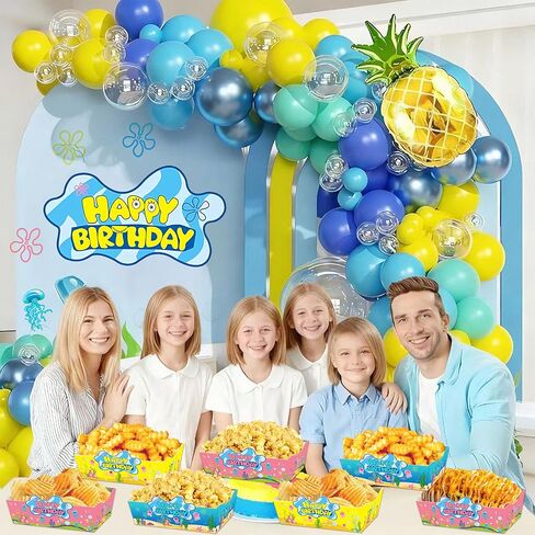 24 Pcs Cartoon Sponge Party Supplies Sponge Themed Paper Food Trays Disposable Serving Tray Nacho Trays Food Boats for Birthday Party Decorations in Saudi Arabia