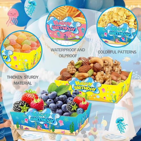 24 Pcs Cartoon Sponge Party Supplies Sponge Themed Paper Food Trays Disposable Serving Tray Nacho Trays Food Boats for Birthday Party Decorations in Saudi Arabia