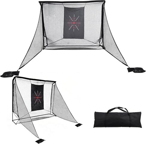 Generic Golf Net 10x7ft Golf Practice Net with Side Barriers & Target Cloth Portable Hitting Nets for Backyard Garage Indoor Improve Swing Putting Pitching Gift for Men & Golfer in Saudi Arabia
