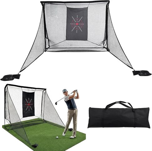 Generic Golf Net 10x7ft Golf Practice Net with Side Barriers & Target Cloth Portable Hitting Nets for Backyard Garage Indoor Improve Swing Putting Pitching Gift for Men & Golfer in Saudi Arabia