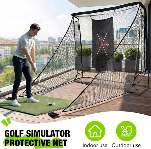 Generic Golf Net 10x7ft Golf Practice Net with Side Barriers & Target Cloth Portable Hitting Nets for Backyard Garage Indoor Improve Swing Putting Pitching Gift for Men & Golfer in Saudi Arabia
