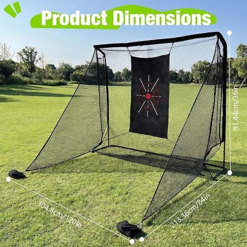 Generic Golf Net 10x7ft Golf Practice Net with Side Barriers & Target Cloth Portable Hitting Nets for Backyard Garage Indoor Improve Swing Putting Pitching Gift for Men & Golfer in Saudi Arabia
