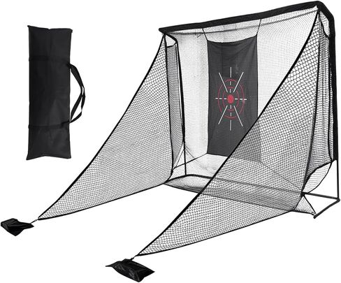 Generic Golf Net 10x7ft Golf Practice Net with Side Barriers & Target Cloth Portable Hitting Nets for Backyard Garage Indoor Improve Swing Putting Pitching Gift for Men & Golfer in Saudi Arabia