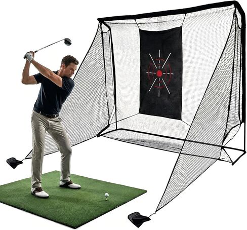 Generic Golf Net 10x7ft Golf Practice Net with Side Barriers & Target Cloth Portable Hitting Nets for Backyard Garage Indoor Improve Swing Putting Pitching Gift for Men & Golfer in Saudi Arabia