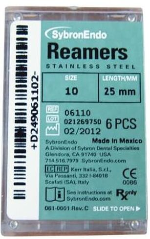 Kerr Dental 06110 SybronEndo Standard Reamers Stainless Steel 25mm #10 6/Bx in Saudi Arabia