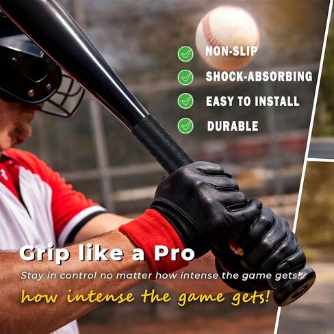 Silicone Bat Grip Tape for Baseball & Softball & Cricket, Easy to Install, 3D Anti-Slip Texture Increase Stickiness, Come with 2Pcs Overgrips for Sweat & Shock Absorption in Saudi Arabia