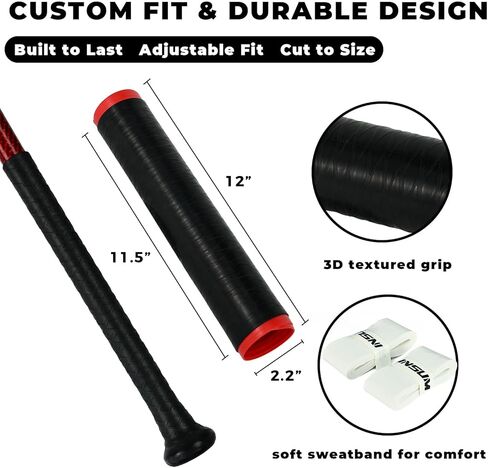 شريط قبضة الخفافيش من السيليكون للبيسبول والكرة اللينة والكريكيت، سهل التركيب، نسيج ثلاثي الأبعاد مضاد للانزلاق يزيد من الالتصاق، يأتي مع قطعتين من المقابض الزائدة لامتصاص العرق والصدمات in Kuwait