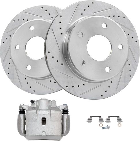 Detroit Axle - Front Brake Kit for 4WD Chevy GMC K1500 Suburban K2500 Pickup Tahoe Yukon Blazer Cadillac Escalade Drilled and Slotted Disc Brake Rotor Ceramic Brakes Pads 6- Lug in Saudi Arabia