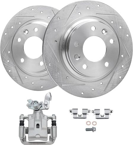 Detroit Axle - Front Brake Kit for 4WD Chevy GMC K1500 Suburban K2500 Pickup Tahoe Yukon Blazer Cadillac Escalade Drilled and Slotted Disc Brake Rotor Ceramic Brakes Pads 6- Lug in Saudi Arabia