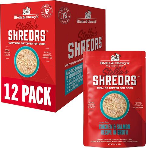 Stella & Chewy's Stella’s Shredrs Cage Free Chicken & Salmon Recipe in Broth, 2.8 oz. Pouches (Pack of 12) in Kuwait