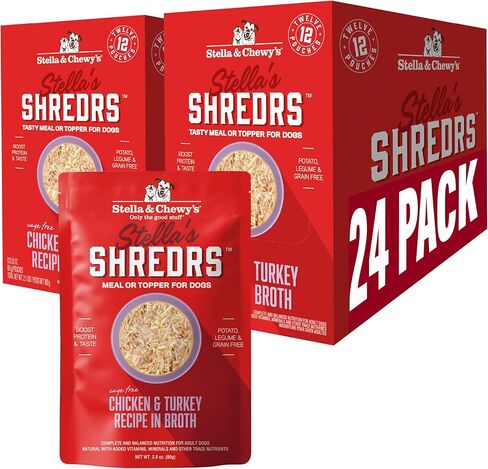 Stella & Chewy's Stella’s Shredrs Cage Free Chicken & Salmon Recipe in Broth, 2.8 oz. Pouches (Pack of 12) in Kuwait