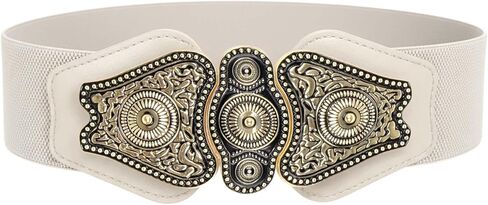 BlackButterfly Wide Elastic Stretch Vintage Antique Retro Buckle Belt in Kuwait