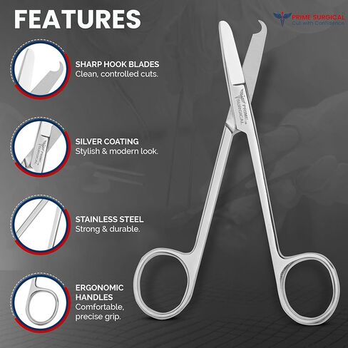 Suture Stitch Scissors 5" (13 CM) Straight – German Steel, Delicate Hook Tip for Precision, Ideal for Suture Removal Kit, First Aid & EMS – Used in Clinics & Hospitals, Veterinary Care in Saudi Arabia