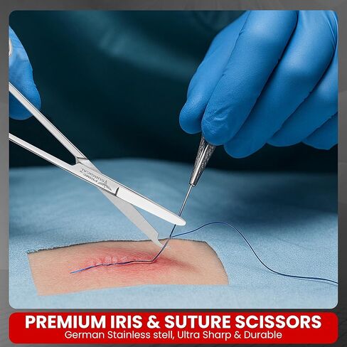 Suture Stitch Scissors 5" (13 CM) Straight – German Steel, Delicate Hook Tip for Precision, Ideal for Suture Removal Kit, First Aid & EMS – Used in Clinics & Hospitals, Veterinary Care in Saudi Arabia