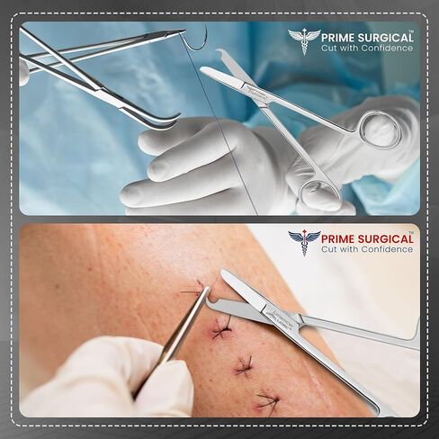 Suture Stitch Scissors 5" (13 CM) Straight – German Steel, Delicate Hook Tip for Precision, Ideal for Suture Removal Kit, First Aid & EMS – Used in Clinics & Hospitals, Veterinary Care in Saudi Arabia