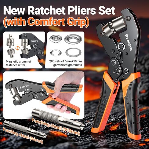 Preciva Grommet Tool Kit of 3/8" and 1/4", Interchangeable Double Head Handheld Grommet kit with 280pcs Eyelets and Grommets for Tarp Leather Fabric in Kuwait