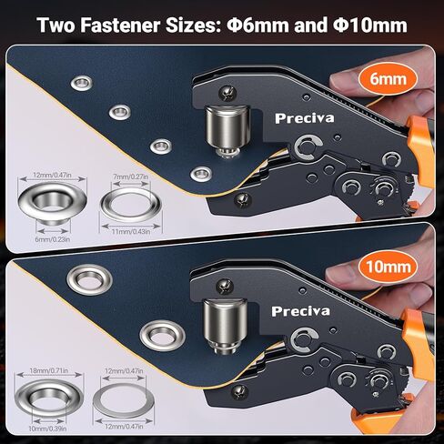 Preciva Grommet Tool Kit of 3/8" and 1/4", Interchangeable Double Head Handheld Grommet kit with 280pcs Eyelets and Grommets for Tarp Leather Fabric in Kuwait