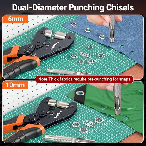 Preciva Grommet Tool Kit of 3/8" and 1/4", Interchangeable Double Head Handheld Grommet kit with 280pcs Eyelets and Grommets for Tarp Leather Fabric in Kuwait