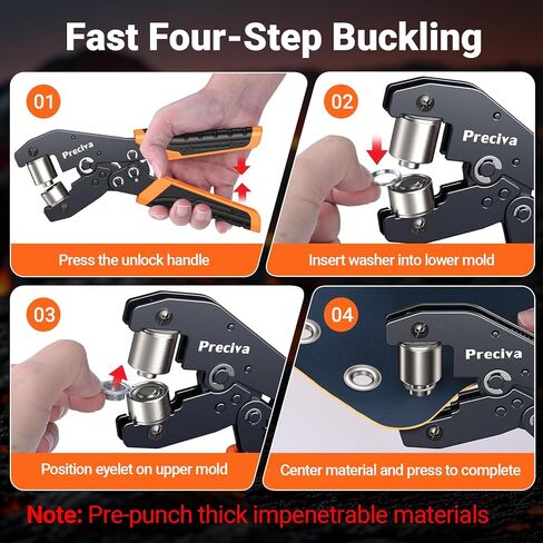 Preciva Grommet Tool Kit of 3/8" and 1/4", Interchangeable Double Head Handheld Grommet kit with 280pcs Eyelets and Grommets for Tarp Leather Fabric in Kuwait
