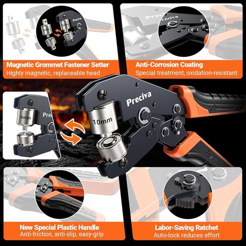 Preciva Grommet Tool Kit of 3/8" and 1/4", Interchangeable Double Head Handheld Grommet kit with 280pcs Eyelets and Grommets for Tarp Leather Fabric in Kuwait