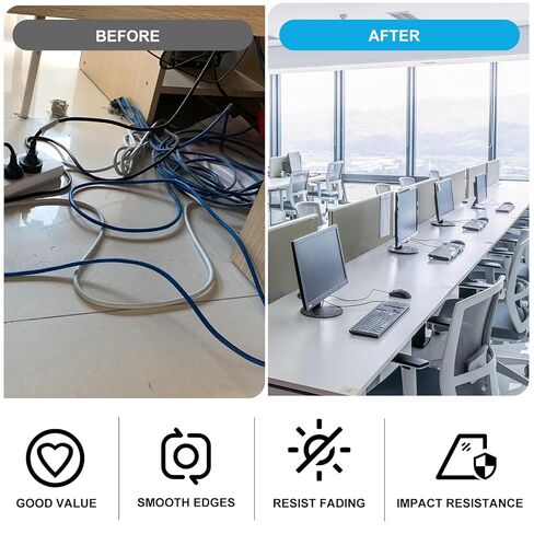 2" White Desk Grommet, JTemgle Plastic Cable Hole Cover Computer Table Cord Wire Organizer Caps Desktop Cord Management for Home Office TV Stands Tabletops, 2 Pieces in Kuwait