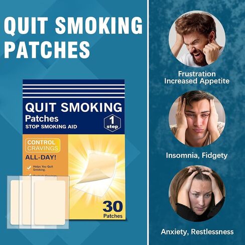 لصقات النيكوتين 21 مجم - الخطوة 1 تساعد على التوقف عن التدخين - رقعات سهلة الإقلاع عن التدخين - توفر كل رقعة نظام نيكوتين عبر الجلد لمدة 24 ساعة - يعمل لمدة أسبوع واحد - 30 قطعة-DFX in Kuwait