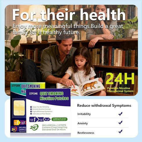 Nicotine Patches Step 1+-3, 28mg Dividable into 4×7mg Pieces – Covers All Quit Stages, 24-Hour Transdermal Quit Smoking Aid (30 Patches) in Saudi Arabia