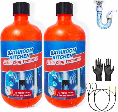 مزيل انسداد الصرف الصحي، منظف تصريف السباك السائل، منظف الحوض والتخلص من القمامة ومزيل الروائح الكريهة، منظفات الأنابيب للاستحمام أو مصارف المغاسل، المراحيض الاحترافية تفتح انسدادات الشعر وتزيل الانسداد (قطعتان) in Kuwait