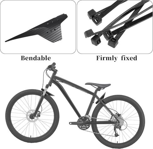 2 Sets Mountain Bike Mud Guard Mountain Bike Fender Rear and Front Compatible Bicycle Mudguard Adjustable 29" Plus Size with 12 Cable Ties for Bikes Wheel Sizes and All Disc Brake Bicycles in Saudi Arabia