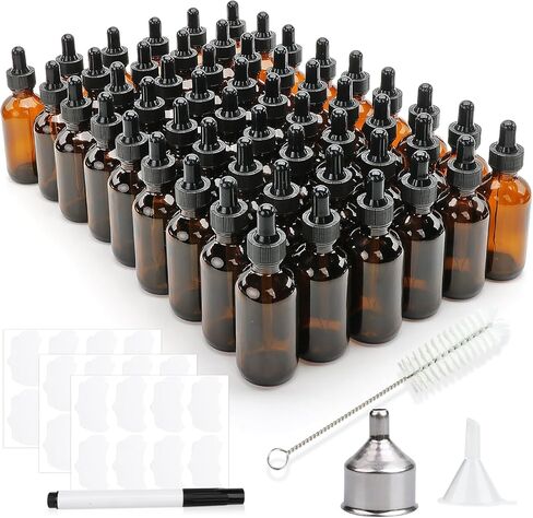 54 عبوة من زجاجات قطارة سعة 2 أونصة، وزجاجات صبغة مع قطارة، وقطارة للعين، وزجاجة قطارة زجاجية سعة 60 مل، وحاويات مستحضرات تجميل قابلة لإعادة الملء in Kuwait