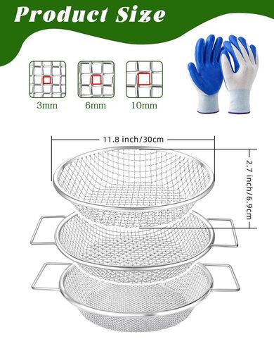 Soil Sifter for Gardening 3Pcs Compost Sifter 3 Mesh Sizes 1/8" 1/4" 3/8"Heavy Duty Dirt Sieve Fits 5 Gallon Buckets Garden Sifter with Handle for Rocks Dirt and Organic Material in Kuwait