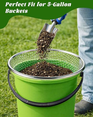 Soil Sifter for Gardening 3Pcs Compost Sifter 3 Mesh Sizes 1/8" 1/4" 3/8"Heavy Duty Dirt Sieve Fits 5 Gallon Buckets Garden Sifter with Handle for Rocks Dirt and Organic Material in Kuwait