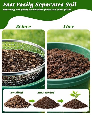 Soil Sifter for Gardening 3Pcs Compost Sifter 3 Mesh Sizes 1/8" 1/4" 3/8"Heavy Duty Dirt Sieve Fits 5 Gallon Buckets Garden Sifter with Handle for Rocks Dirt and Organic Material in Kuwait