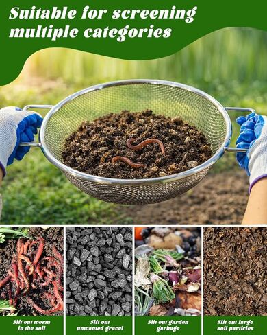 Soil Sifter for Gardening 3Pcs Compost Sifter 3 Mesh Sizes 1/8" 1/4" 3/8"Heavy Duty Dirt Sieve Fits 5 Gallon Buckets Garden Sifter with Handle for Rocks Dirt and Organic Material in Kuwait