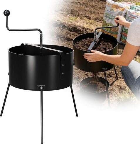 Rotary Soil Sifter, Soil Compost Sieve Sifter for Gardening, 10 Liters Dirt Rock Sand Sifting Mesh Size 12mm in Kuwait