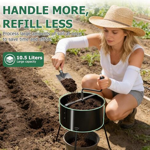 Rotary Soil Sifter, Soil Compost Sieve Sifter for Gardening, 10 Liters Dirt Rock Sand Sifting Mesh Size 12mm in Kuwait