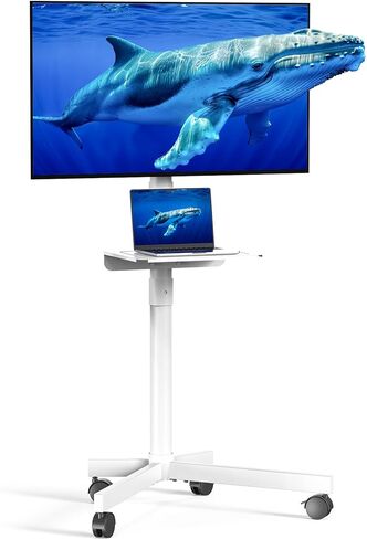Mobile TV Cart for 23-60 Inch LCD LED OLED Flat Curved Screen Outdoor TVs Height Adjustable Rolling TV Cart Floor Stand with Shelf and Locking Wheels Up to 88lbs Monitor TV Max VESA 400x400mm in Kuwait