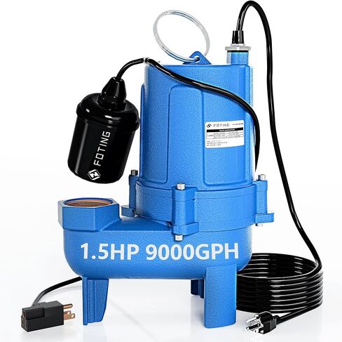 FOTING 1.5HP 9000GPH مضخة مستنقع غاطسة مياه الصرف الصحي / مضخة مياه الصرف الصحي - الثقيلة الحديد الزهر أوتوماتيكي / يدوي - مضخة الصرف الصحي 115V لحوض الحوض / السكنية / الصرف الصحي / الطابق السفلي، مضخات الصرف الصحي 2 '' NPT التفريغ in Kuwait