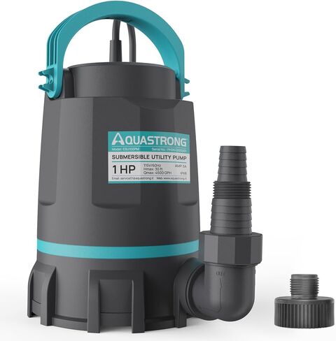 Aquastrong Automatic Sump Pump, 1/2 HP Submersible Water Pump, 3159 GPH Utility Pump High Flow Water Removal for Swimming Pool, Garden Pond, Basement, Window Wells with 10ft Long Power Cord in Saudi Arabia