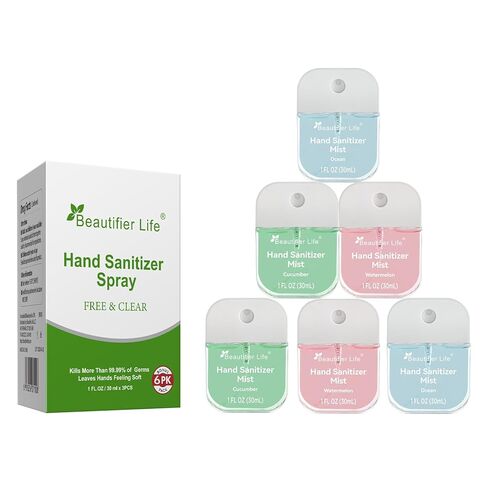 Mini Hand Sanitizer Mist Spray 3 Pack-Travel Size Portable 1 Fl Oz (30ml) 70% Alcohol, Fast-Dry No-Rinse Formula, Assorted Ocean, Watermelon, Cucumber Scents for On-The-Go Cleanliness in Kuwait
