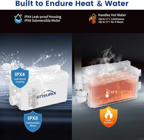 مضخة حوض المرافق، نظام تصريف 1600 جالون في الساعة، وحدة مياه رمادية تحت الحوض بقدرة 500 واط للغسيل والمطبخ، مضخة حوض رفع 23 قدمًا مع صمام فحص وفلتر للرائحة in Kuwait