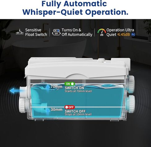 مضخة حوض المرافق، نظام تصريف 1600 جالون في الساعة، وحدة مياه رمادية تحت الحوض بقدرة 500 واط للغسيل والمطبخ، مضخة حوض رفع 23 قدمًا مع صمام فحص وفلتر للرائحة in Kuwait