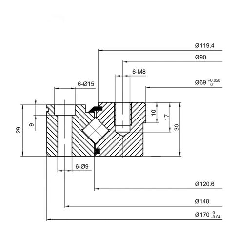 تحمل XU080120 69MMX170MMX30MM حلقة الدوران عبرت أسطواني بدون أسنان التروس in Kuwait