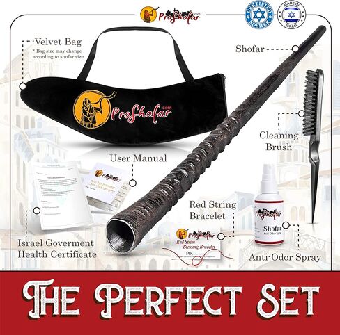 Exotic Shofar Gemsbok Oryx Horn Set – Half Polished - Plus Original Kabbalah Red String Bracelet from Israel (20"-24") in Kuwait