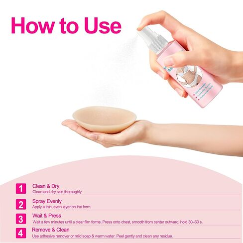 رذاذ الغراء الطبي اللاصق على شكل الثدي - ثبات قوي للثدي المزيف، والثدي الكاذب، ولوحة الصدر المصنوعة من السيليكون | مثالية للاستخدام في كروسدرسر أو استئصال الثدي in Kuwait