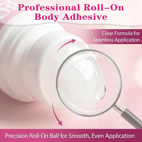غراء الجسم للملابس والبشرة 2.54 أونصة، لاصق قوي للجسم قابل للدوران، مقاوم للعرق وقابل للغسل في الماء، غراء أزياء احترافي للراقصين، غراء مؤخرة للرقصات والشعر المستعار والجوارب وحمالات الصدر والحفلات التنكرية (75 مل) in Kuwait