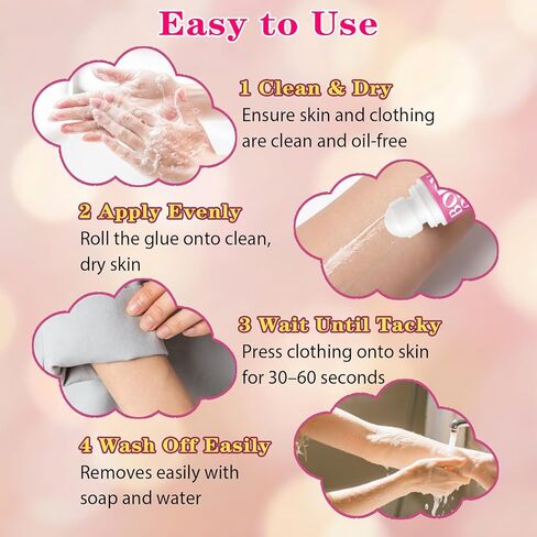 غراء الجسم للملابس والبشرة 2.54 أونصة، لاصق قوي للجسم قابل للدوران، مقاوم للعرق وقابل للغسل في الماء، غراء أزياء احترافي للراقصين، غراء مؤخرة للرقصات والشعر المستعار والجوارب وحمالات الصدر والحفلات التنكرية (75 مل) in Kuwait