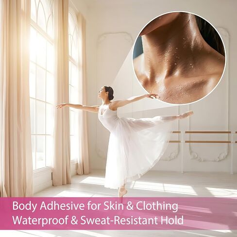 غراء الجسم للملابس والبشرة 2.54 أونصة، لاصق قوي للجسم قابل للدوران، مقاوم للعرق وقابل للغسل في الماء، غراء أزياء احترافي للراقصين، غراء مؤخرة للرقصات والشعر المستعار والجوارب وحمالات الصدر والحفلات التنكرية (75 مل) in Kuwait